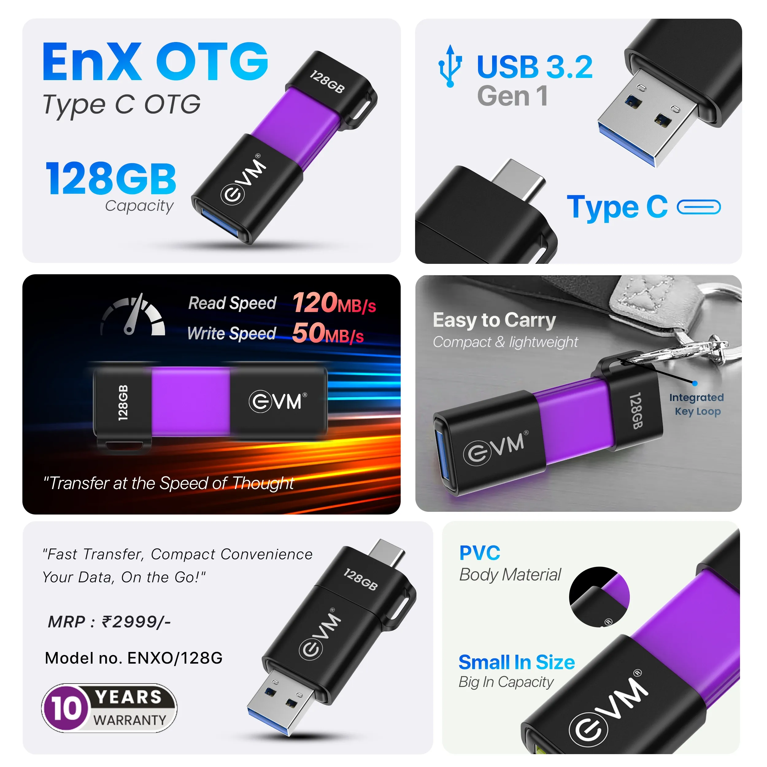 EVM Enx OTG Pendrive Type-C 128GB USB 3.2 (ENXO/128G) view 5